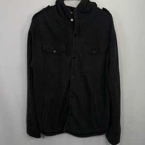 Vans Black Snap Button Hoodie Pockets Grunge‎ Skateboard Size L